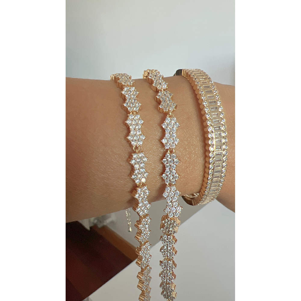 Pulseira Estilo Rivieira Cravejado de Zircônias Branca