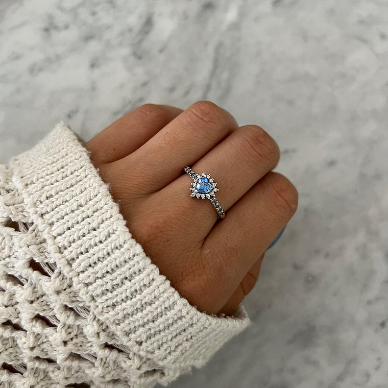 Anillo Blue Light Heart Promesa 1