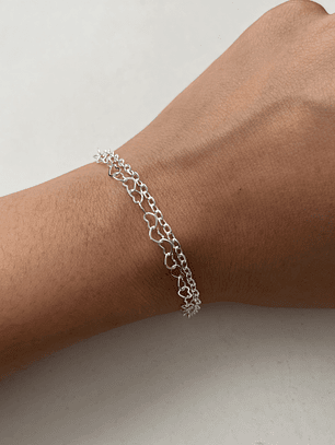 Pulsera Corazón Doble