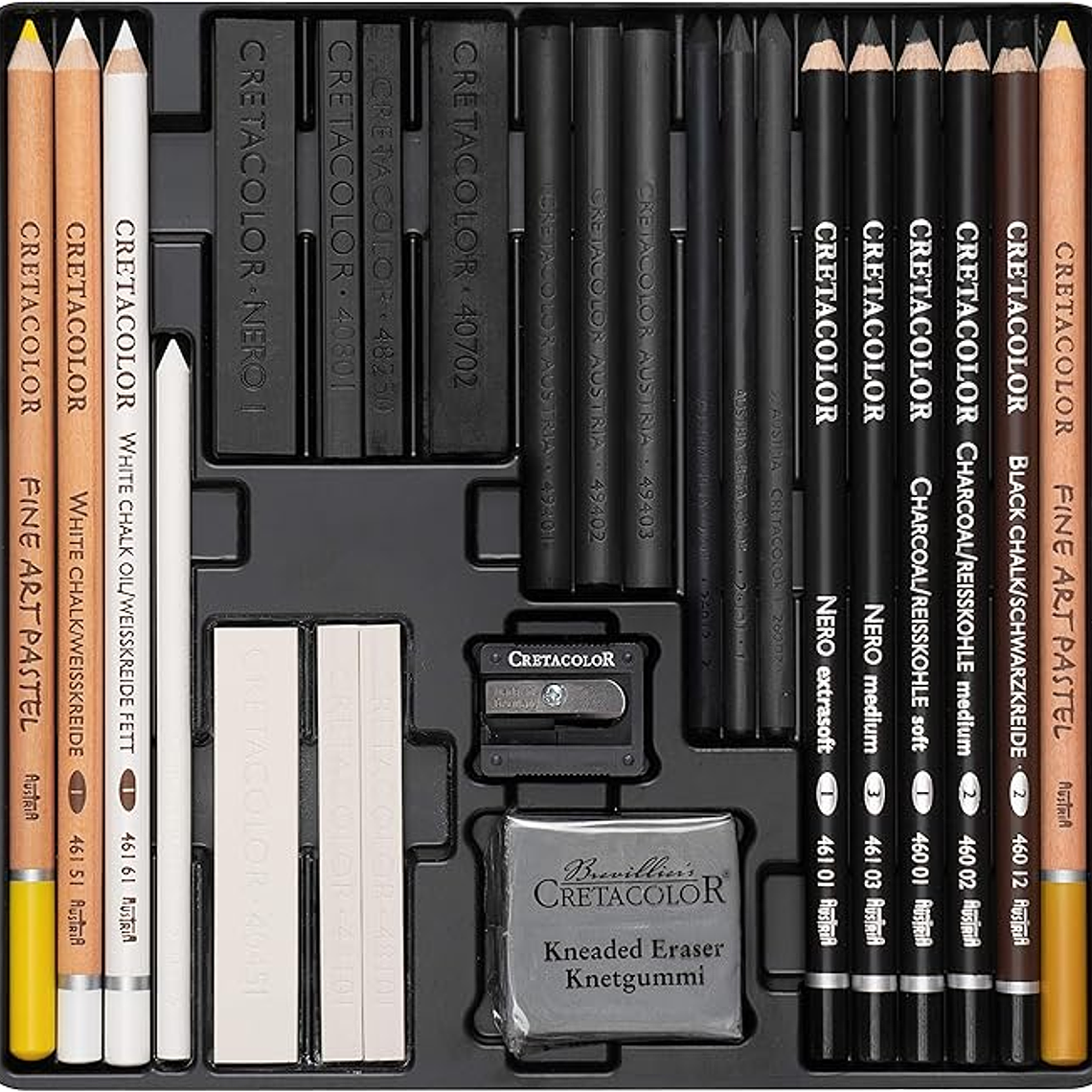 CRETACOLOR Wolf Box, conjunto de desenho preto e branco, 25 peças 2