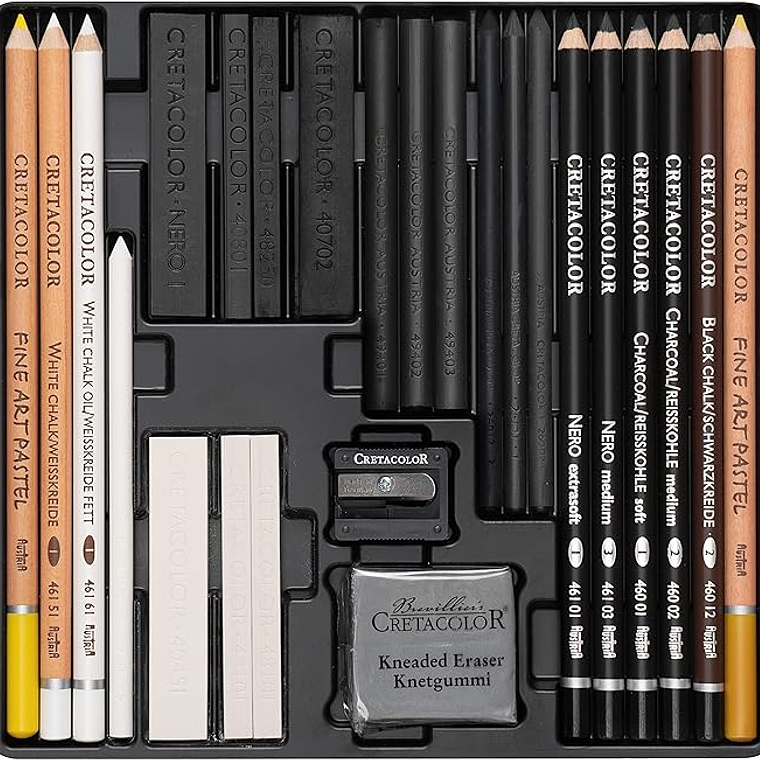 CRETACOLOR Wolf Box, conjunto de desenho preto e branco, 25 peças 2