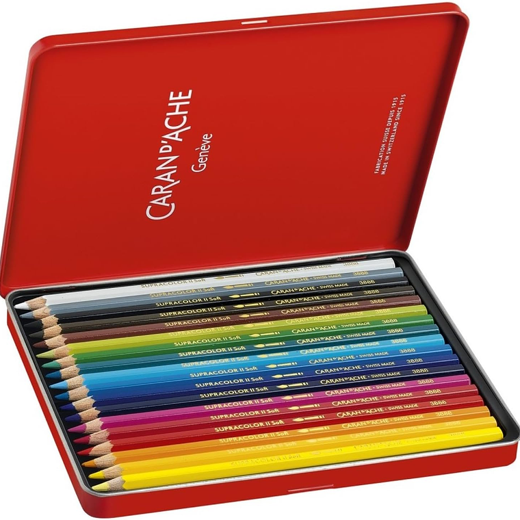 Caran D'Ache lápis de cor  aquareláveis Supracolor caixa metálica 18 unidades 1