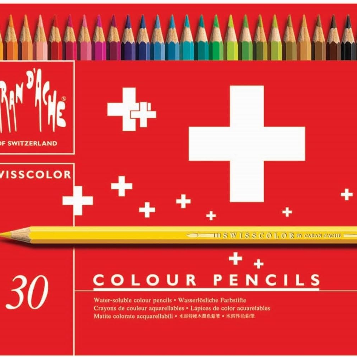 Caran D'Ache lápis de cor  aquareláveis Swisscolor caixa metálica 30 unidades 1
