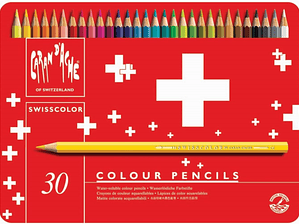 Caran D'Ache lápis de cor  aquareláveis Swisscolor caixa metálica 30 unidades