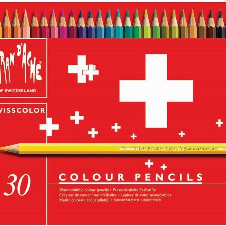 Caran D'Ache lápis de cor  aquareláveis Swisscolor caixa metálica 30 unidades 1