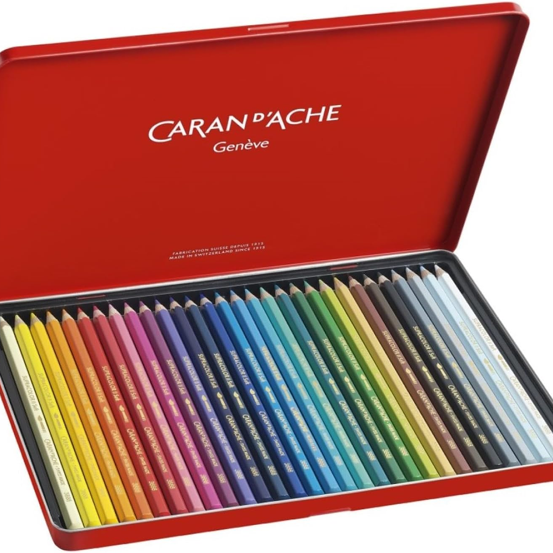 Caran D'Ache lápis de cor  aquareláveis Supracolor caixa metálica 30 unidades 1