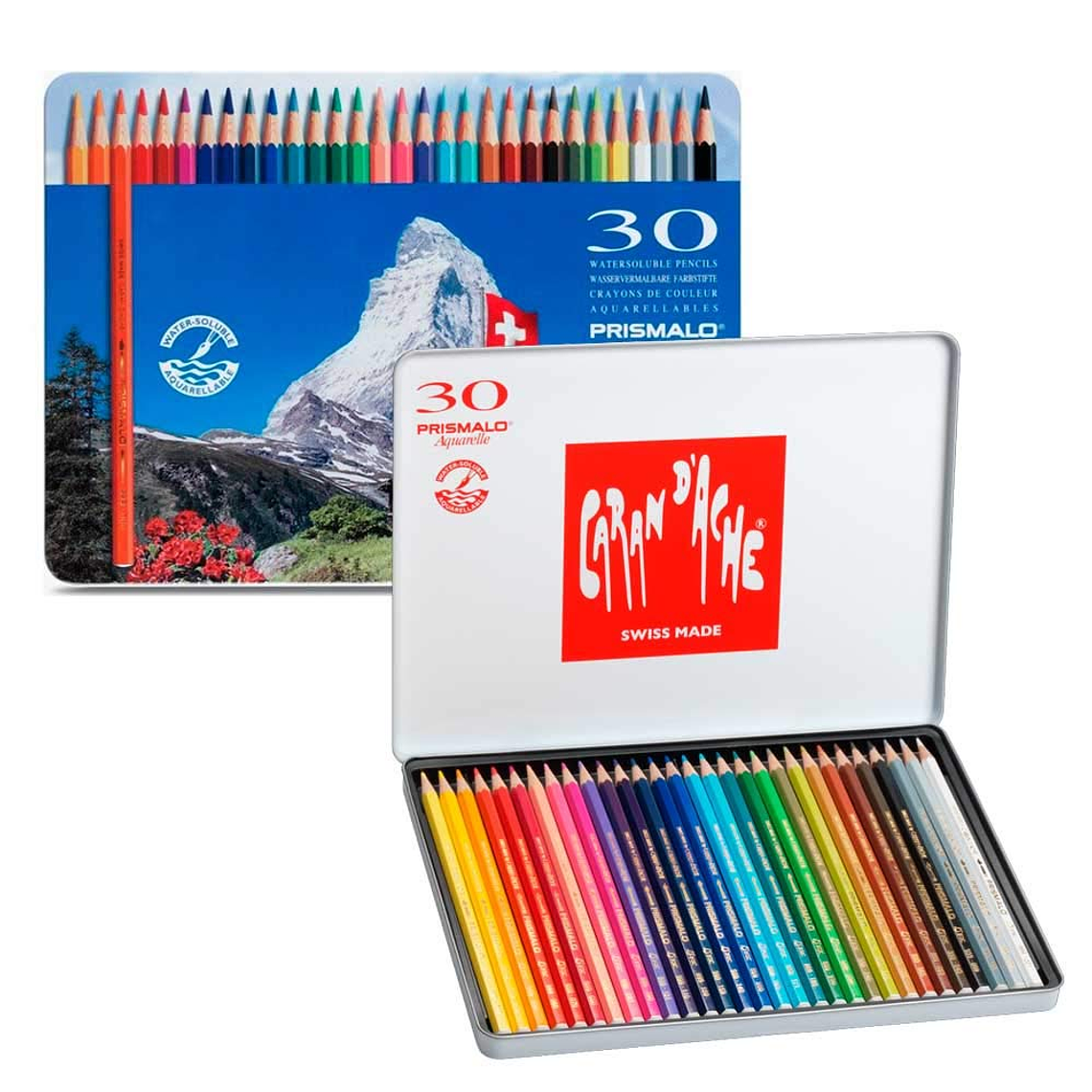 Caran D'Ache lápis de cor  aquareláveis Prismalo caixa metálica 30 unidades 1