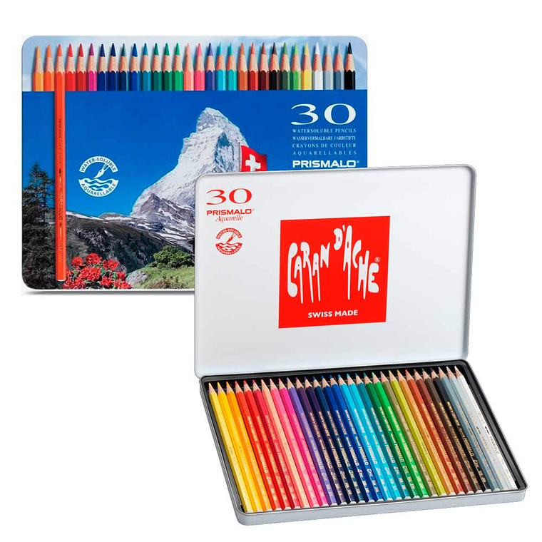 Caran D'Ache lápis de cor  aquareláveis Prismalo caixa metálica 30 unidades 1