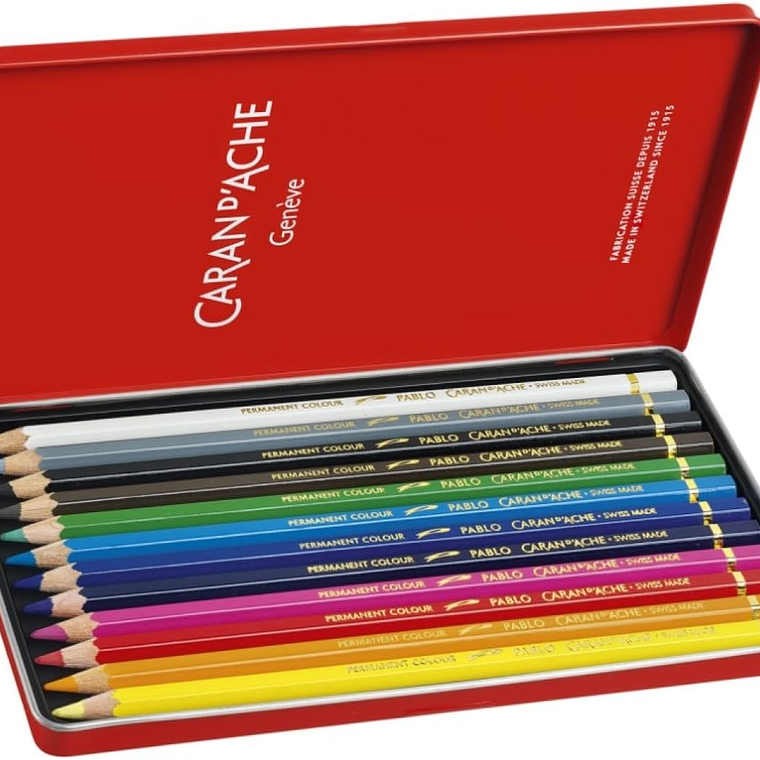 Caran D'Ache lápis de cor  aquareláveis Pablo caixa metálica 12 unidades 2