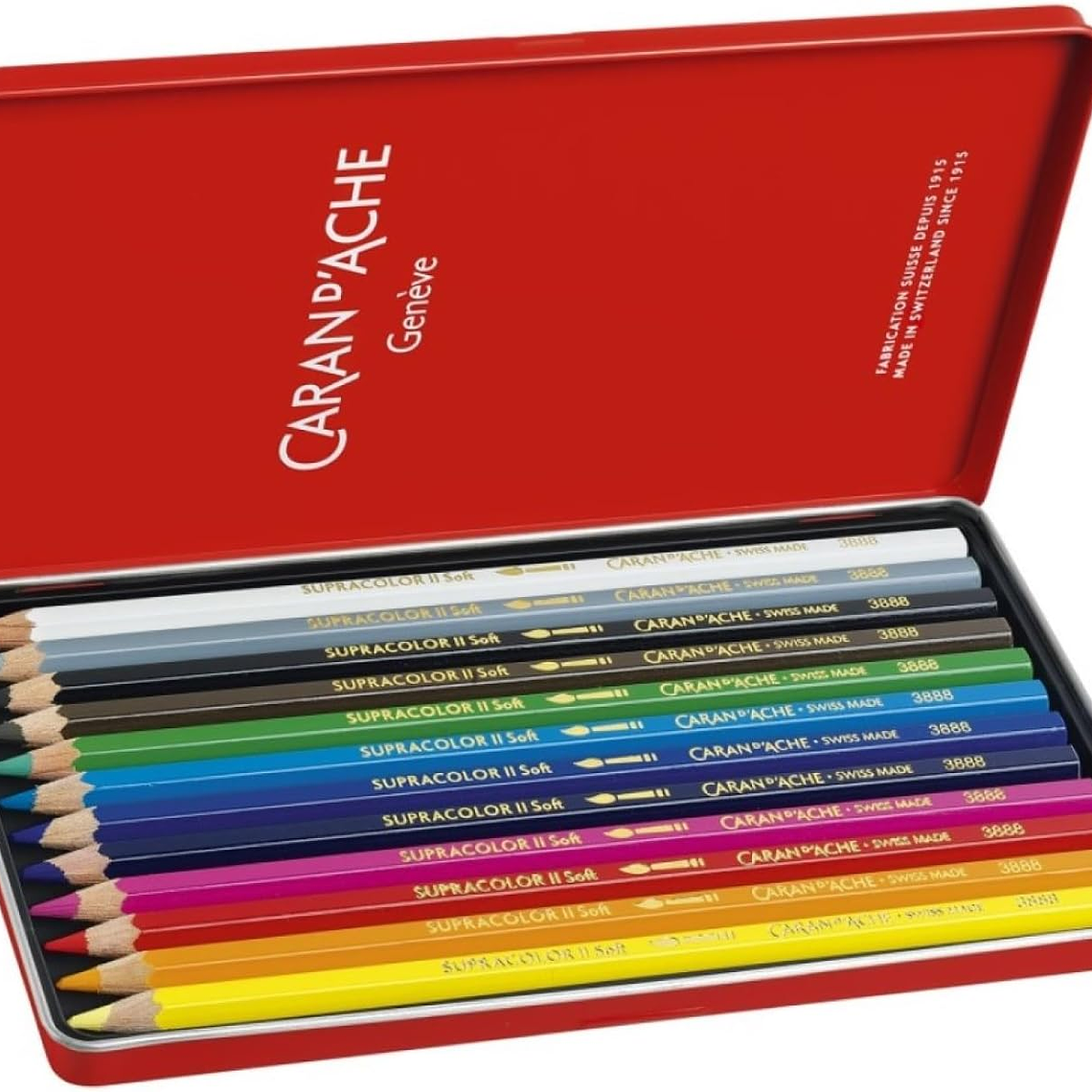 Caran D'Ache lápis de cor  aquareláveis Supracolor caixa metálica 12 unidades 1