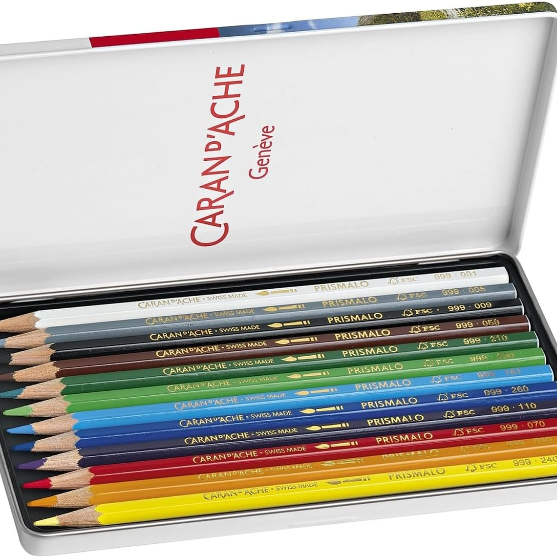 Caran D'Ache lápis de cor  aquareláveis Prismalo caixa metálica 12 unidades 1