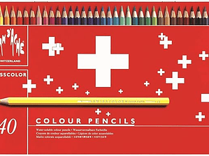 Caran D'Ache lápis de cor  aquareláveis Swisscolor caixa metálica 40 unidades