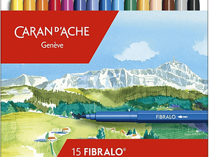 Caran d' Ache Fibralo Canetas de Feltro Caixa Metálica com 15 Unidades