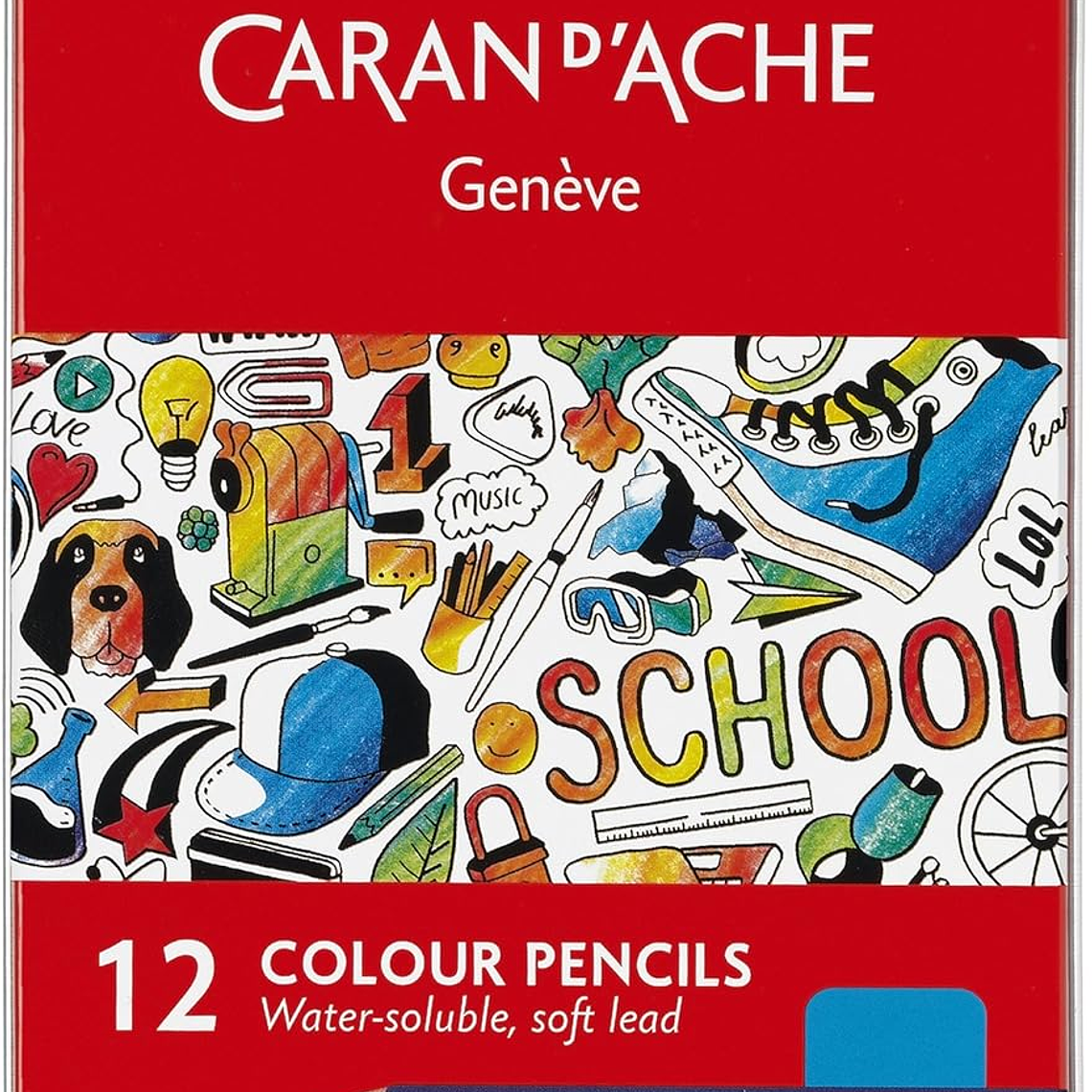 Caran D'Ache School Line Caixa de  Metal com 12 Lápis Aquareláveis 1
