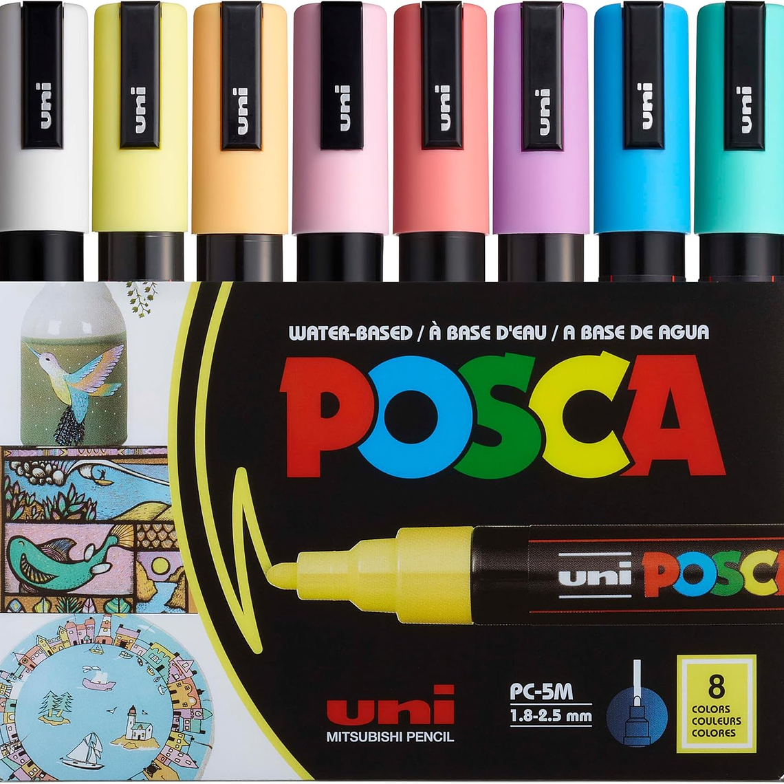  Posca Pack com 8 Marcadores PC-5M Tons Suaves 1