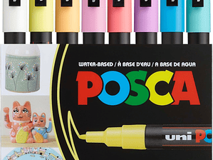  Posca Pack com 8 Marcadores PC-3M Cores Suaves Pastel