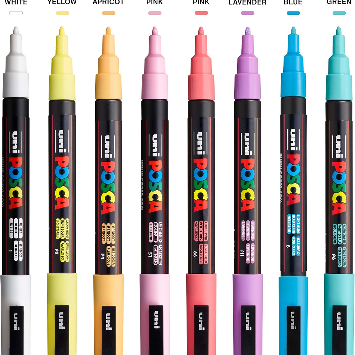  Posca Pack com 8 Marcadores PC-3M Cores Suaves Pastel 2