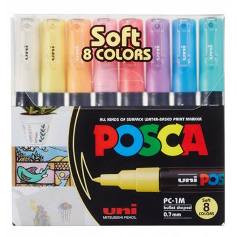  Posca Pack com 8 Marcadores PC-1M (extra fino) 1
