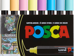  Posca Pack com 8 Marcadores PC-1M (extra fino) cores suaves