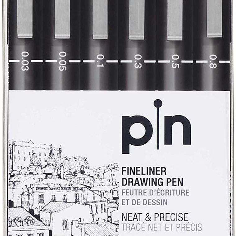 Uni ball PIN carteira com 6 marcadores calibrados PIN-200 preto 1