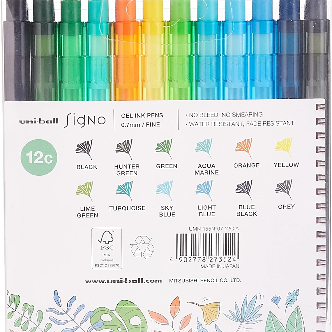 Uni-ball Signo Carteira com 12 canetas roller gel UMN-155N My Bujo A 2