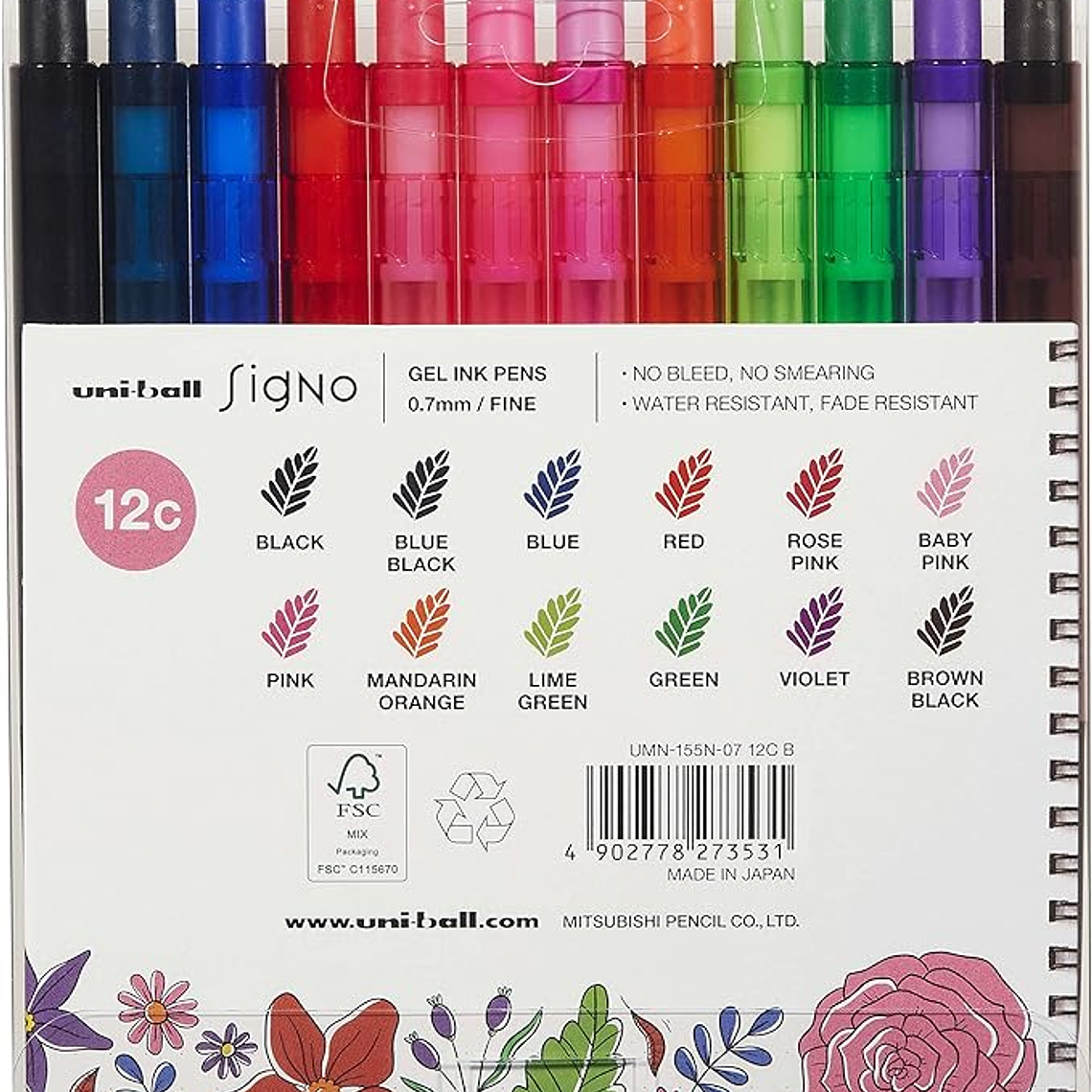 Uni-ball Signo Carteira com 12 canetas roller gel UMN-155N My Bujo B 2
