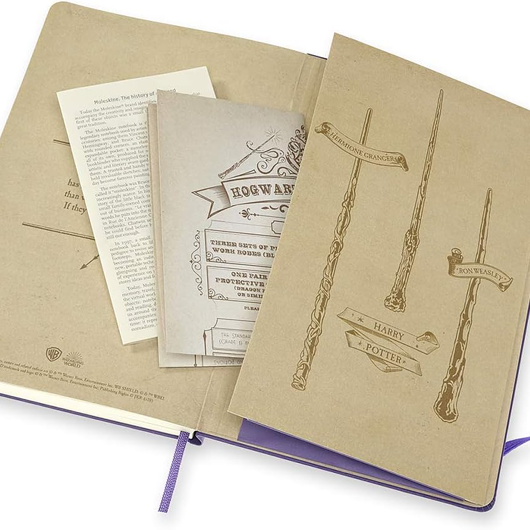 Moleskine - Caderno edição limitada Harry Potter, caderno pautado, design Fénix 5/7, capa dura, tamanho grande 13 x 21 cm, cor roxa. 3