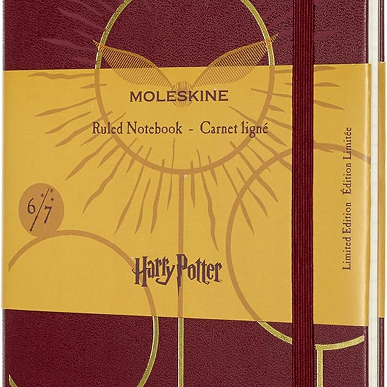 Moleskine - Caderno edição limitada Harry Potter, caderno pautado, design de quadribol 6/7, capa dura, tamanho grande 13 x 21 cm, cor vermelha 1