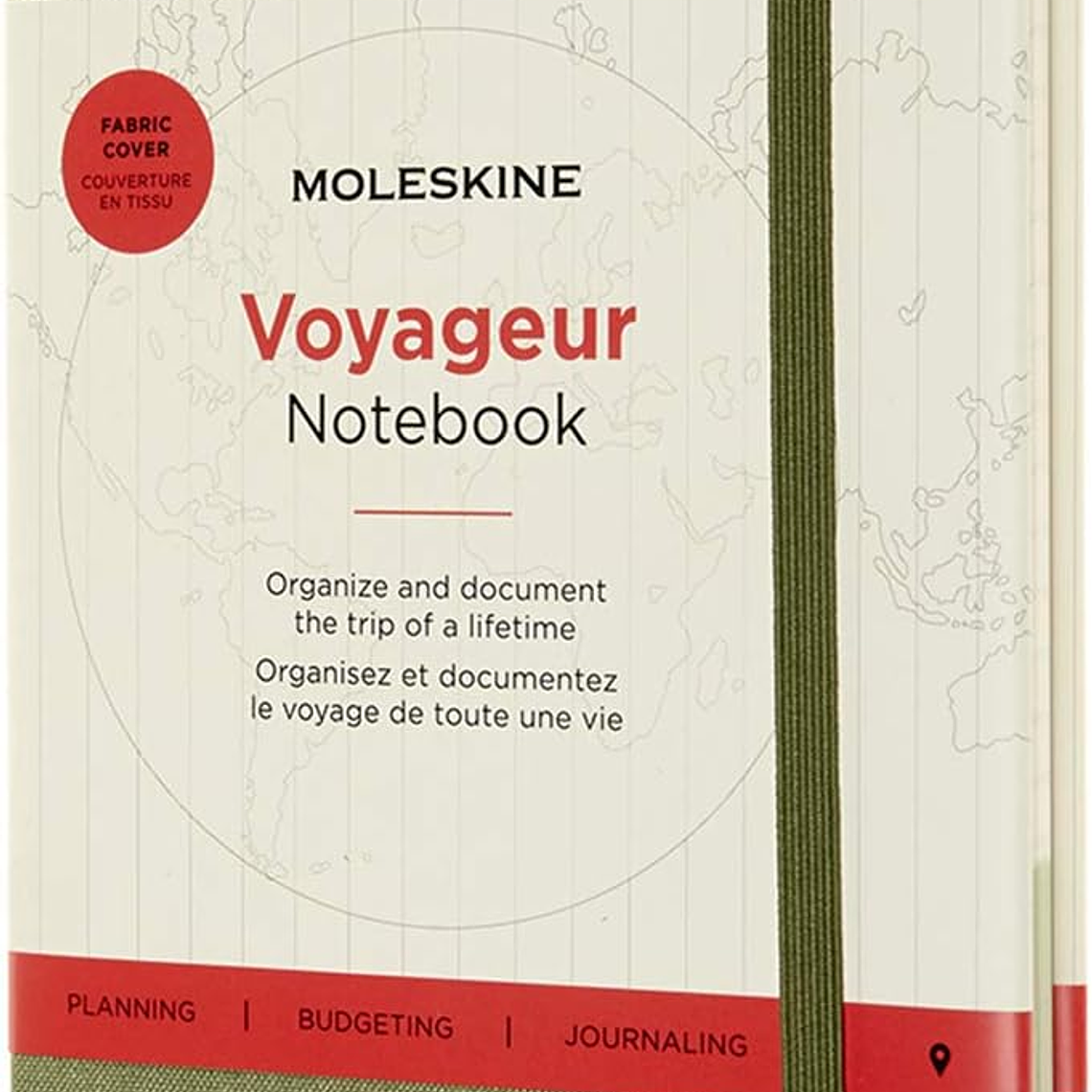 Moleskine Caderno Voyageur, Diário de Viagem, Caderno para Organizar Viagens, tamanho grande com Capa Rígida de Tecido, Cor Verde Olmo 1