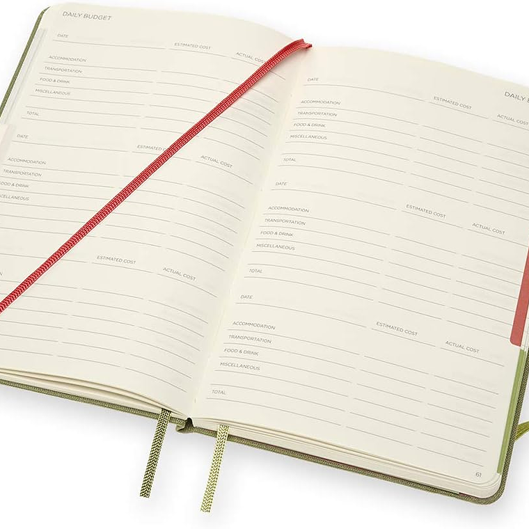 Moleskine Caderno Voyageur, Diário de Viagem, Caderno para Organizar Viagens, tamanho grande com Capa Rígida de Tecido, Cor Verde Olmo 6