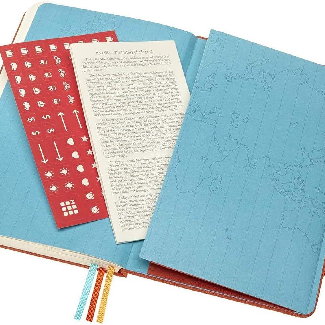 Moleskine Caderno Voyageur, Diário de Viagem, Caderno para Organizar Viagens, tamanho grande com Capa Rígida de Tecido, Cor Laranja Hibisco 3