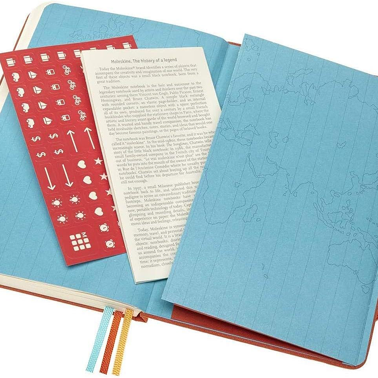 Moleskine Caderno Voyageur, Diário de Viagem, Caderno para Organizar Viagens, tamanho grande com Capa Rígida de Tecido, Cor Laranja Hibisco 3