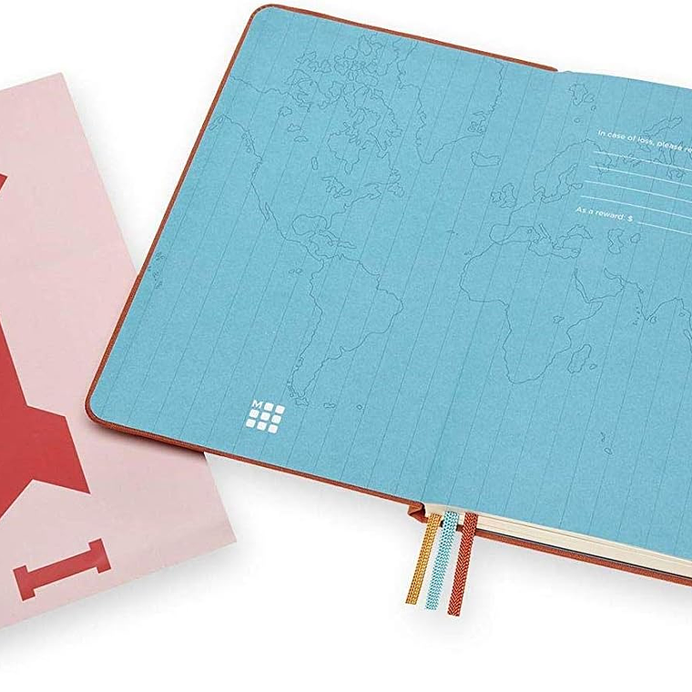 Moleskine Caderno Voyageur, Diário de Viagem, Caderno para Organizar Viagens, tamanho grande com Capa Rígida de Tecido, Cor Laranja Hibisco 4