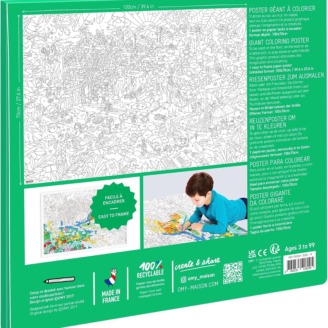  OMY Póster para colorir Selva 70x100cm 5