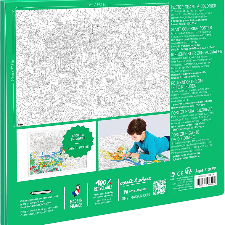  OMY Póster para colorir Selva 70x100cm 5