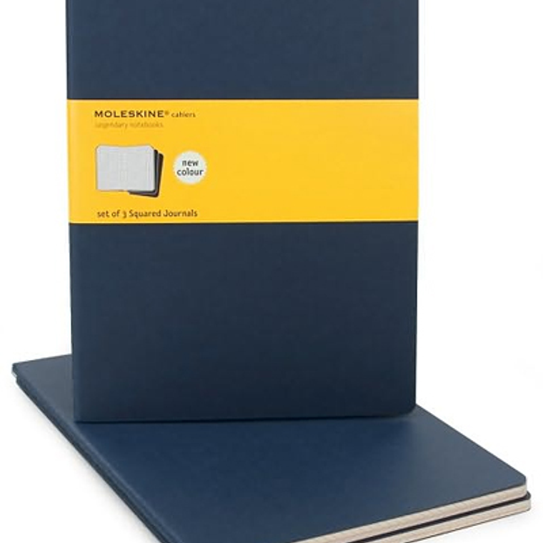 Moleskine Cahier - Conjunto de 3 cadernos quadriculados extragrandes, azul-marinho 2