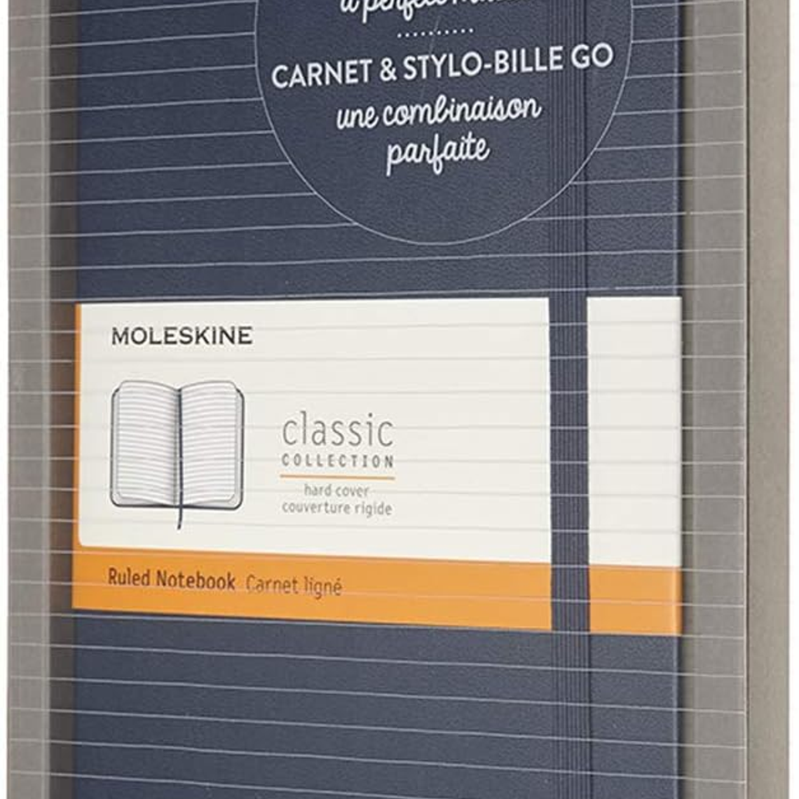 Moleskine Conjunto Caderno Grande Classic Pautado capa dura Azul Safira + Caneta 