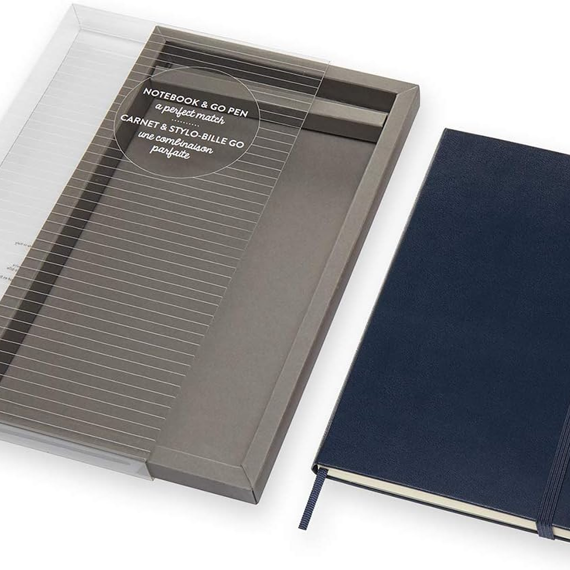 Moleskine Conjunto Caderno Grande Classic Pautado capa dura Azul Safira + Caneta 