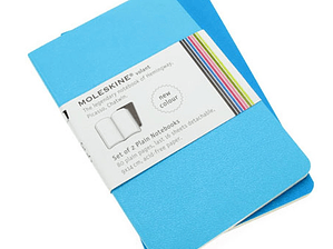 Moleskine Volant Conjunto de 2 cadernos lisos, de bolso,  cor turquesa, capa mole