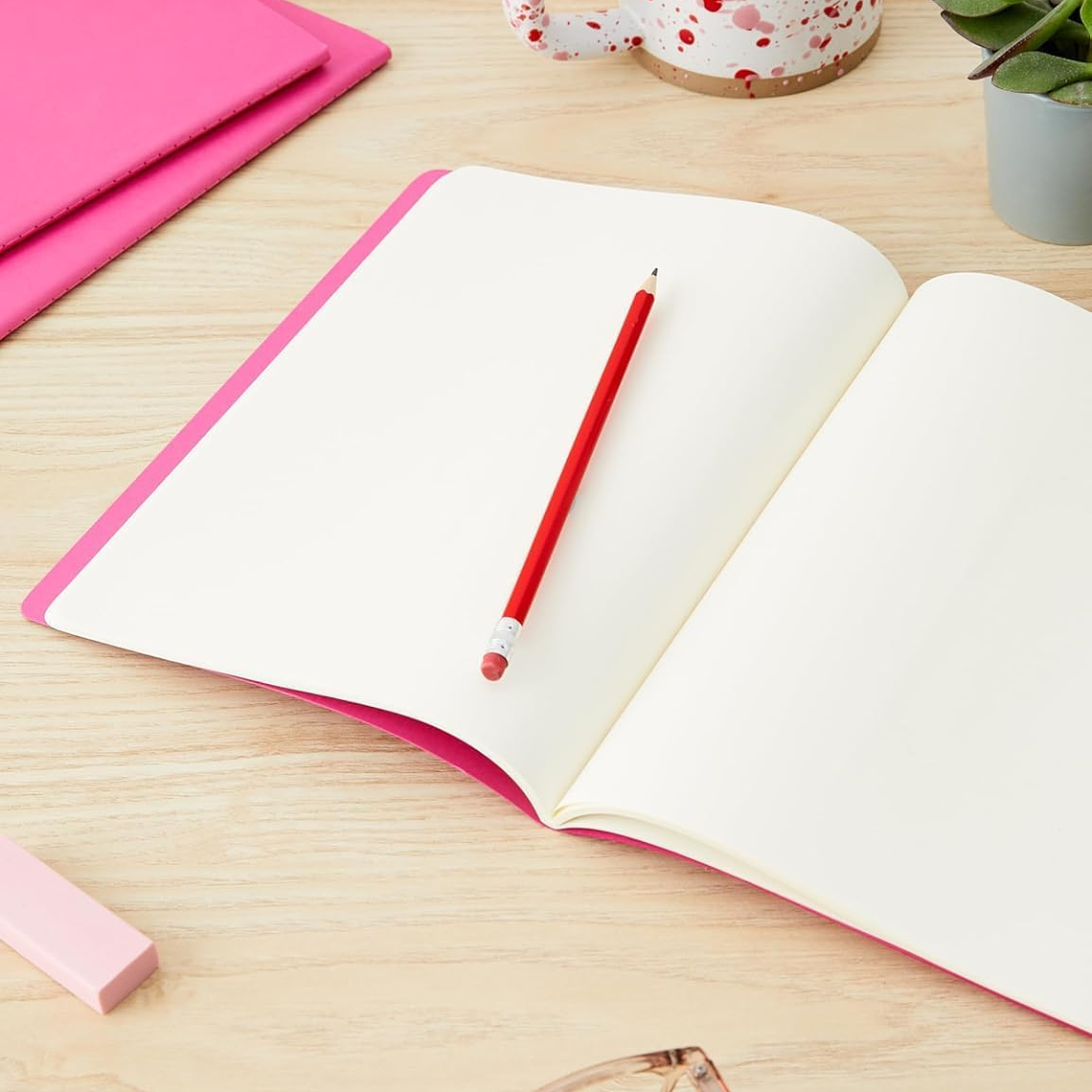 Moleskine Cahier Conjunto de 3 Caderno Lisao, Capa de Cartão com Costura de Algodão Visível, Cor Kinetic Rosa, Tamanho Extra Grande 5