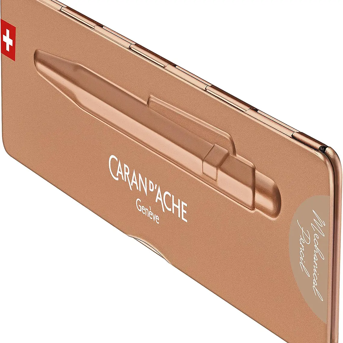 Caran d'Ache Lapiseira 844 de 0,7 mm, Rosa Dourado em estojo fino 4