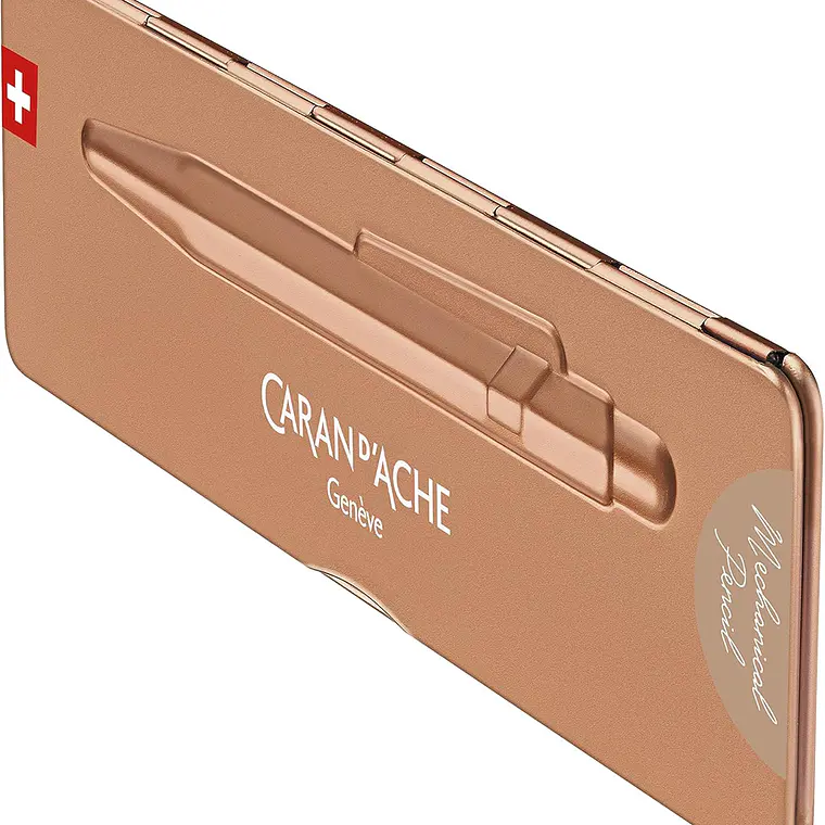 Caran d'Ache Lapiseira 844 de 0,7 mm, Rosa Dourado em estojo fino 4