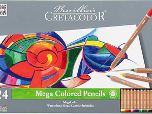 Cretacolour 24 Lápis de cor 24 MEGA COLOR em caixa de metal