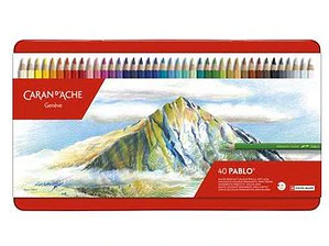 Caran D'Ache lápis de cor  aquareláveis Pablo caixa metálica 40 unidades