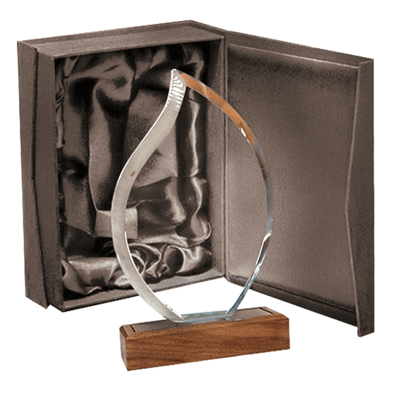 Galvano de Cristal Gota Base de Madera 1