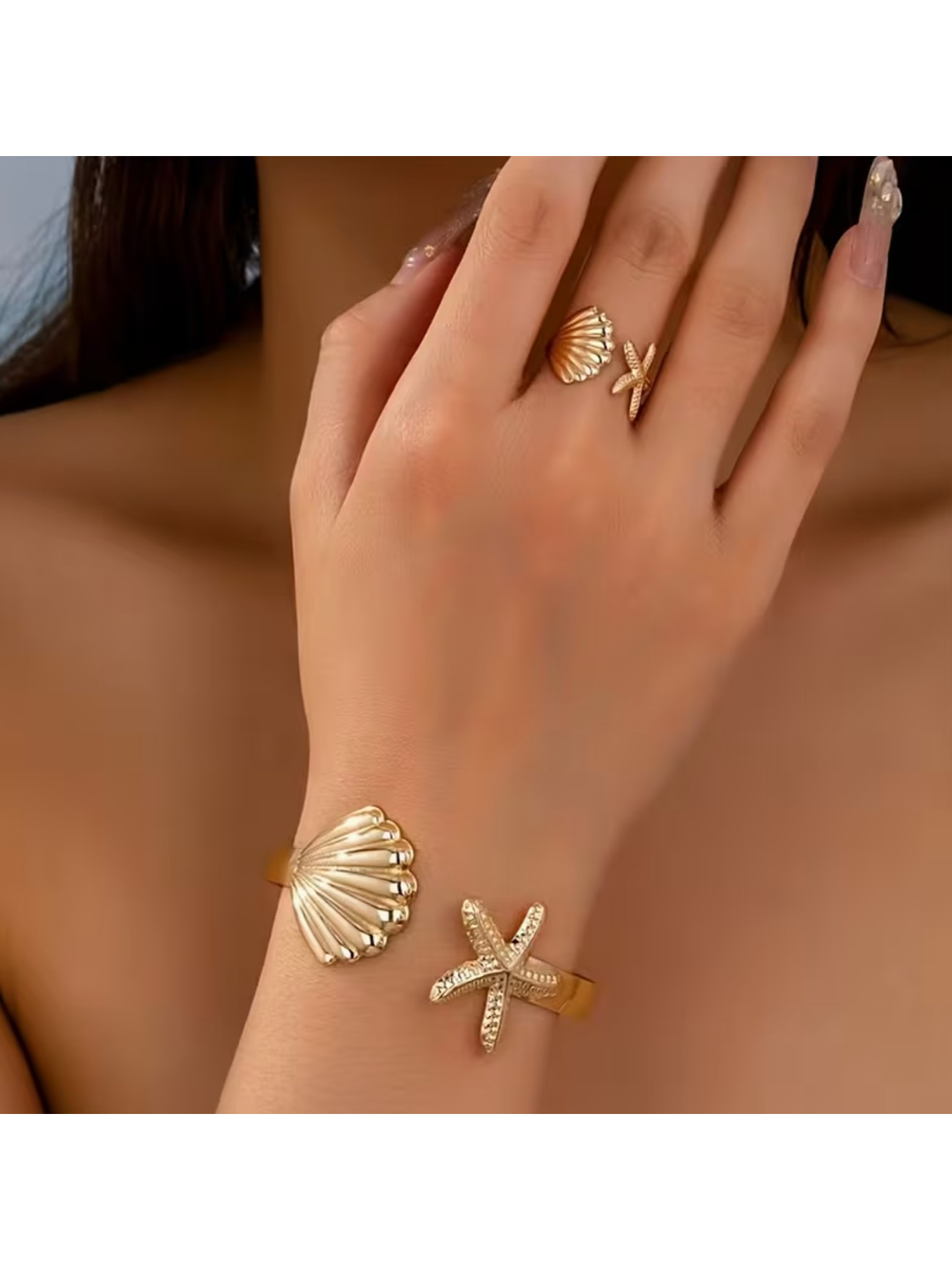  ANILLO,CHONCHA ABIERTA Y ESTRELLA DE MAR⭐🐚💎 1