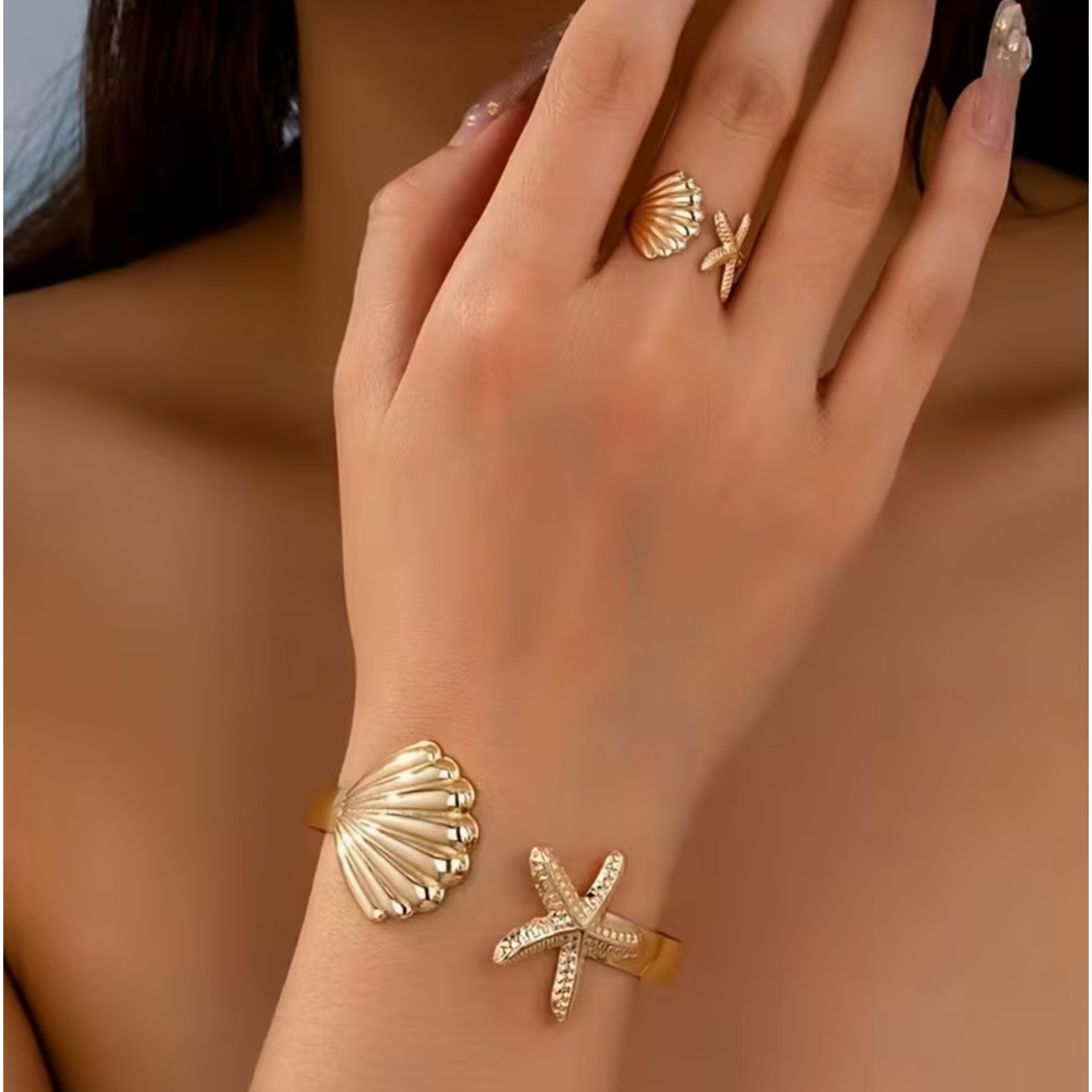  ANILLO,CHONCHA ABIERTA Y ESTRELLA DE MAR⭐🐚💎 1