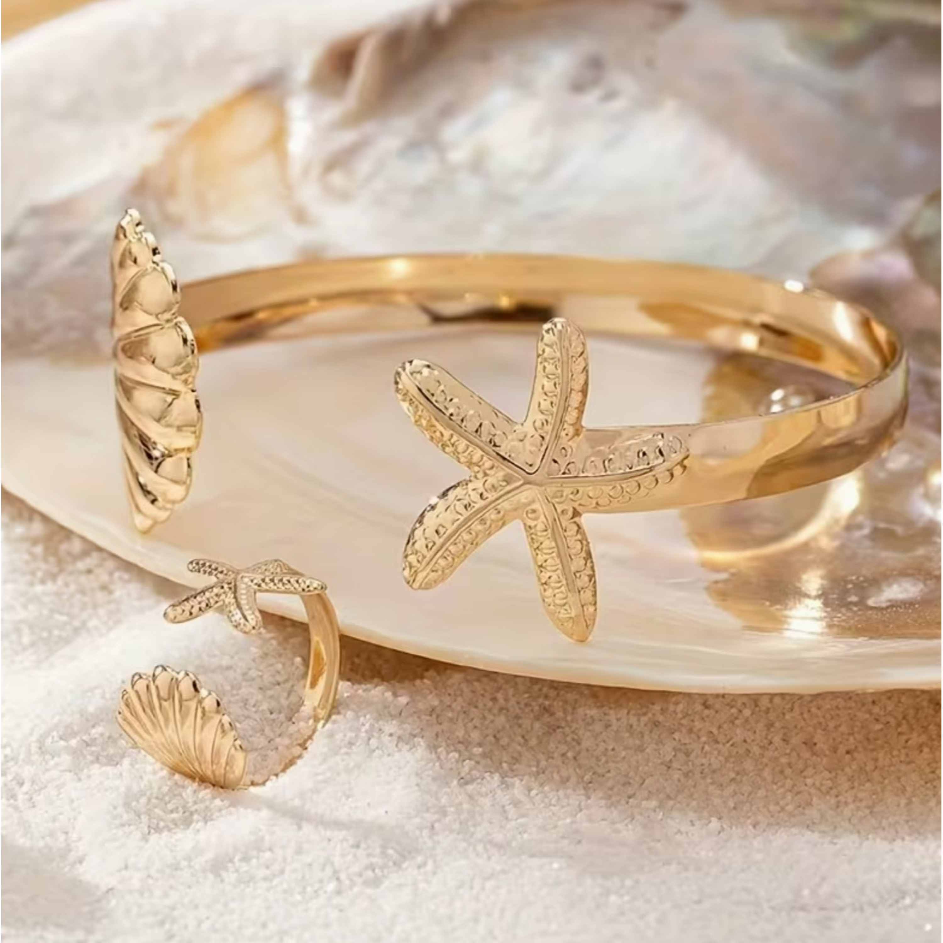  ANILLO,CHONCHA ABIERTA Y ESTRELLA DE MAR⭐🐚💎 2