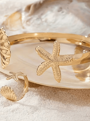  ANILLO,CHONCHA ABIERTA Y ESTRELLA DE MAR⭐🐚💎