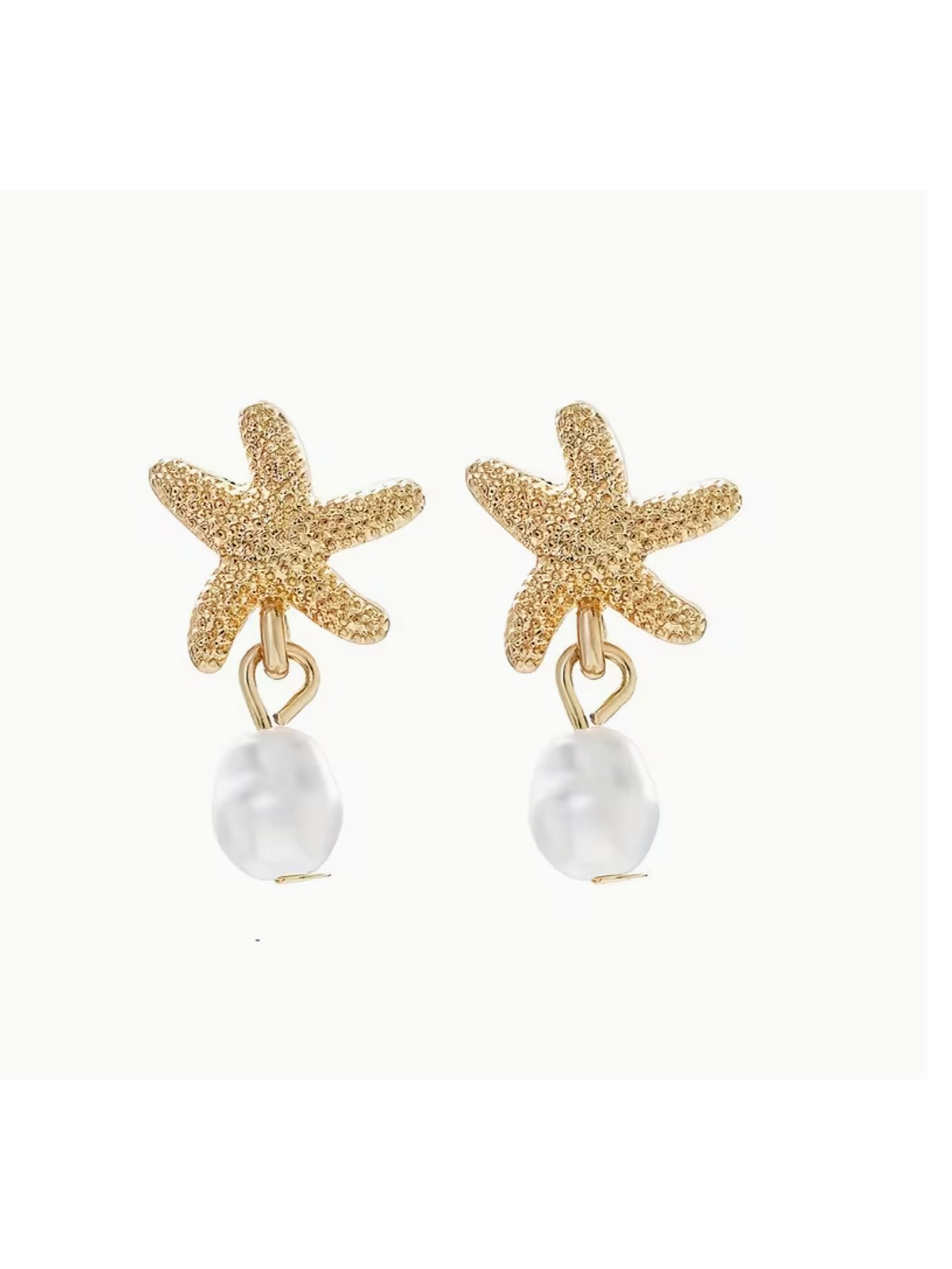 HERMOSOS PENDIENTE DE ESTRELLA DE MAR Y PERLAS 18K✨🌊 2